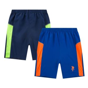 Hiheart Boys 2-Pack Quick Dry Athletic Shorts with Mesh Side Panel Navy Blue 3T