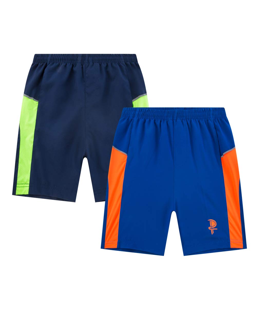 Hiheart Boys 2-Pack Quick Dry Athletic Shorts with Mesh Side Panel Navy Blue 3T