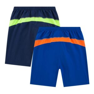 Hiheart Boys 2-Pack Quick Dry Athletic Shorts with Mesh Side Panel Navy Blue 3T