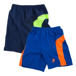 Hiheart Boys 2-Pack Quick Dry Athletic Shorts with Mesh Side Panel Navy Blue 3T