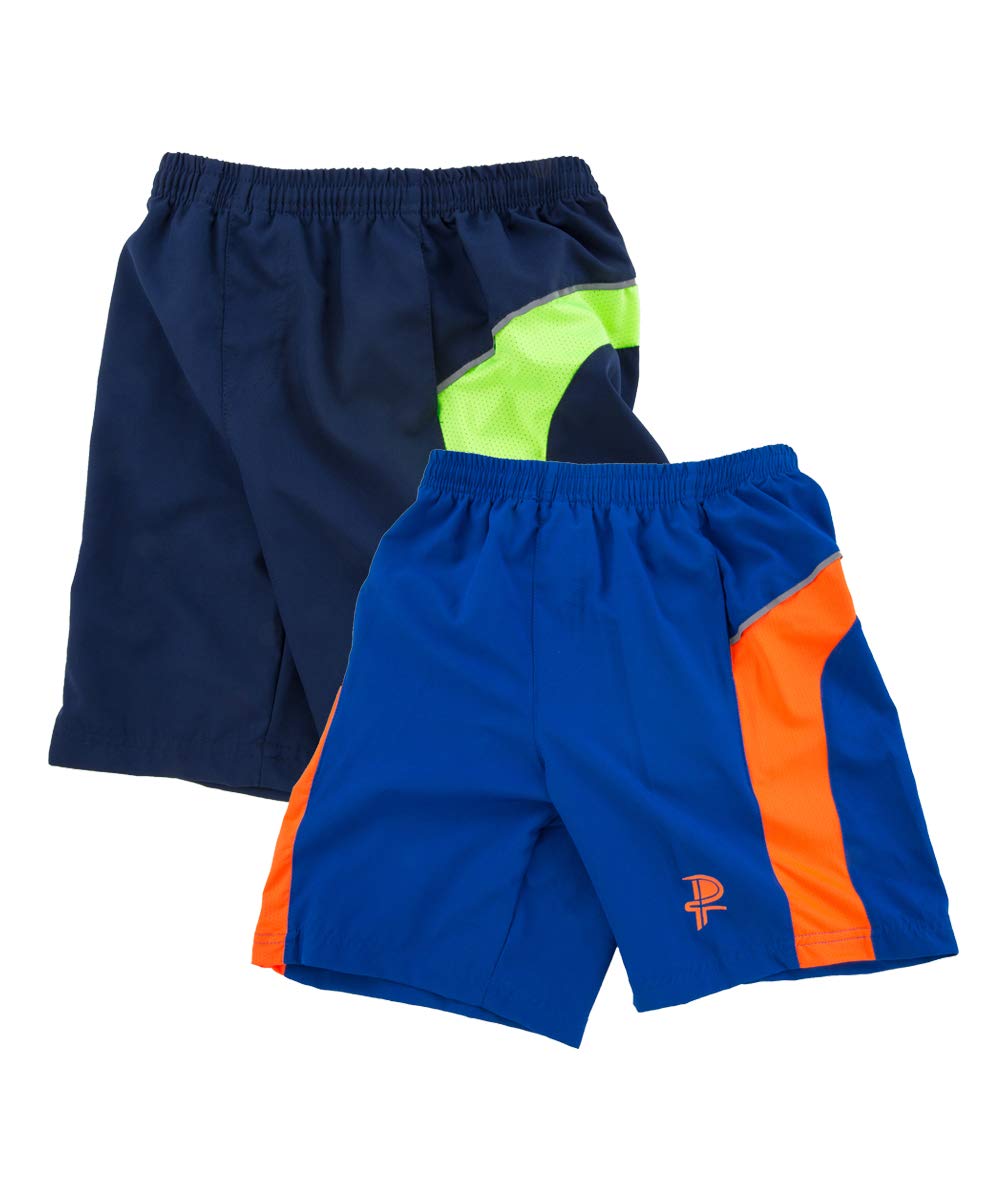 Hiheart Boys 2-Pack Quick Dry Athletic Shorts with Mesh Side Panel Navy Blue 3T