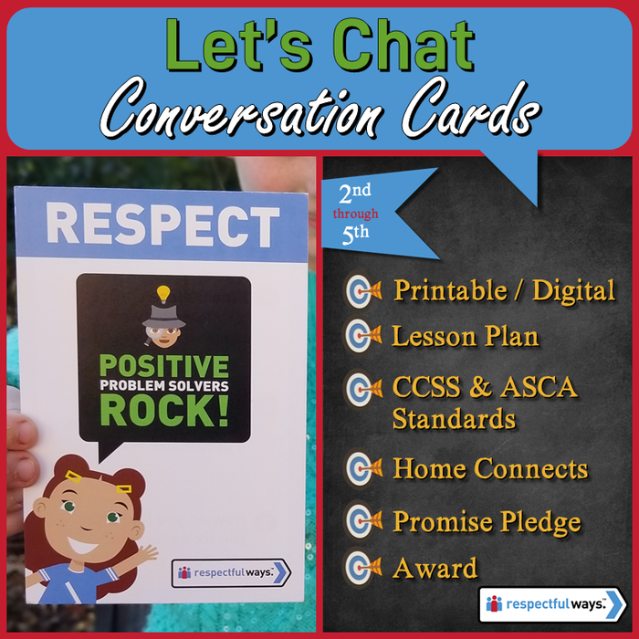 Social Emotional Learning | Distance Learning | Respect | Positive Problem Solvers Rock! Conversation Cards | Elementary School