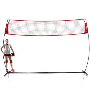 powernet freestanding volleyball warm up net | portable design for indoor or outdoor use | foldable one piece quick setup frame | great for hitting serving drills small scrimmage or 1 on 1 game