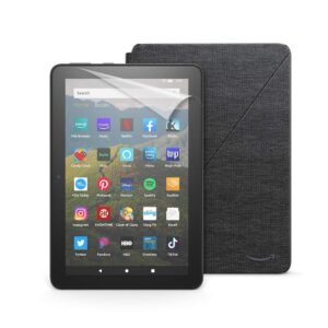 fire hd 8 tablet, 64 gb, black + amazon fire hd 8 cover, charcoal black + nupro screen protector, 2-pack
