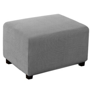 turquoize stretch ottoman cover ottoman slipcover sofa cover footstool protector storage ottoman covers furniture protector soft rectangle slipcover with elastic bottom (x-large, dove)