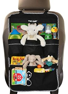 backseat organizer, extra large size, car organizer for kids- #1 kids toy storage- travel accessories, car seat protector-kick mat, durable material (large)