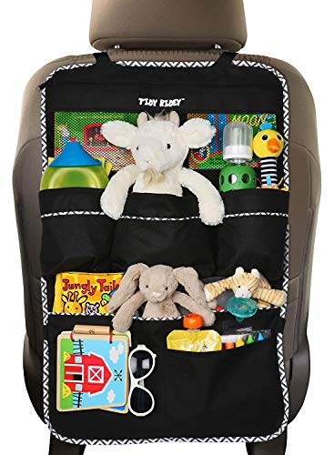 Backseat Organizer, EXTRA LARGE Size, Car Organizer for Kids- #1 Kids Toy Storage- Travel Accessories, Car Seat Protector-Kick Mat, Durable Material (Large)