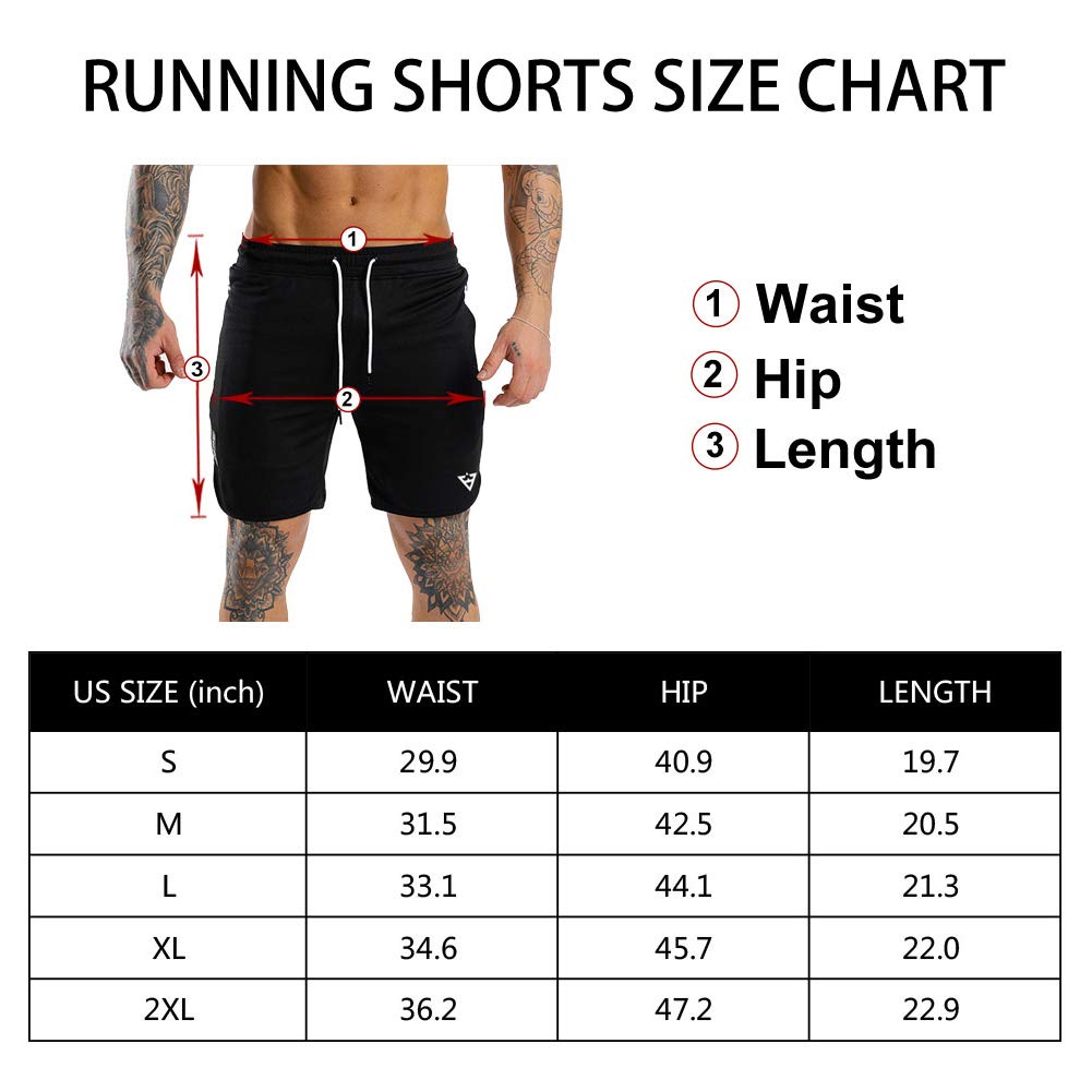 Wangdo Men's Workout Shorts 7" Running Shorts Athletic Bike Shorts Gym Shorts for Men with Zipper Pocket(Black-XL)