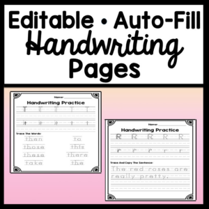 handwriting practice pages-editable! {edit letters, words, and sentences for students to trace!}