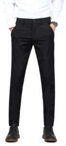 plaid&plain men's slim fit dress pants formal pants dress slacks for men 603 black(new) 30x32