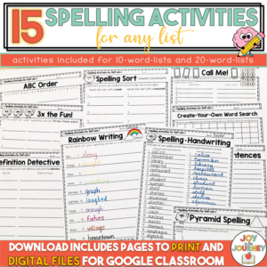 spelling activities for any list