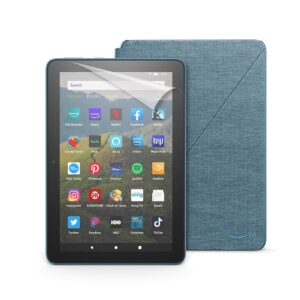 fire hd 8 tablet, 32 gb, twilight blue+ amazon fire hd 8 cover, twilight blue + nupro screen protector, 2-pack