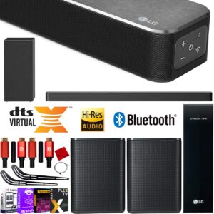 lg sn6y 5.1 ch full surround sound wireless expansion 560w bundle 3.1ch high res audio sound bar w/dts virtual:x + 2.0 ch spk8-s rear speaker kit + subwoofer + 2x deco gear hdmi cable + mount & more