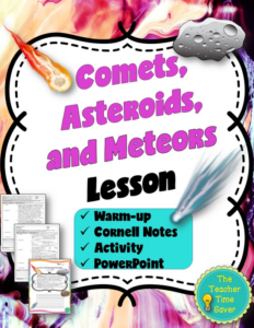 comets, asteroids, and meteors space lesson