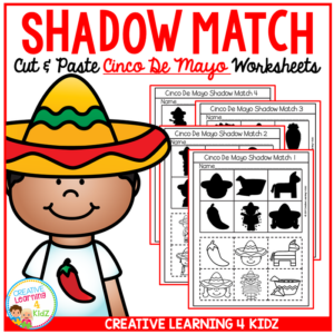 shadow matching cinco de mayo cut & paste worksheets