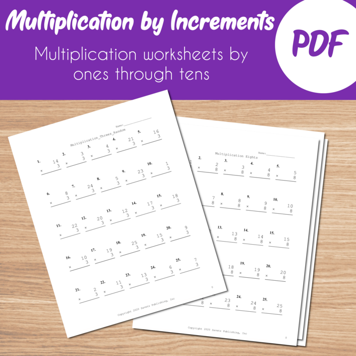 Multiplication Increments Worksheets