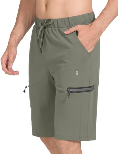 Little Donkey Andy Men’s Ultra-Stretch Quick Dry Lightweight Bermuda Shorts Drawstring Zipper Pocket Hiking Travel Golf Sage S