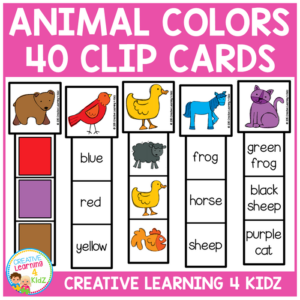 animal color clip cards