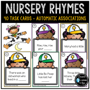 nursery rhyme task cards automatic associations