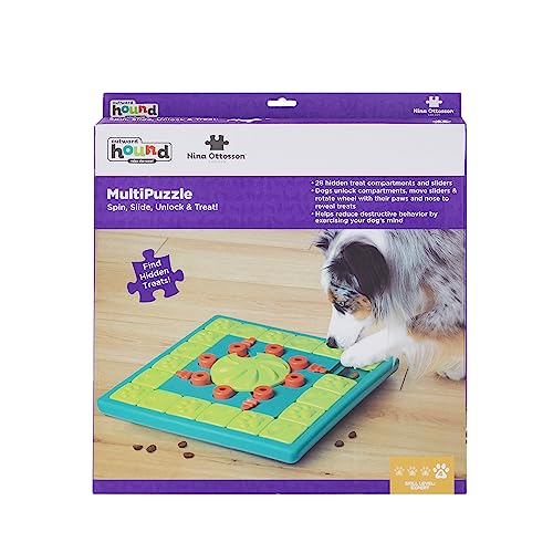 Outward Hound Nina Ottosson Multipuzzle Dog Puzzle Interactive Treat Puzzle Dog Enrichment Dog Toy, Level 4 Expert Dog Puzzle, Blue