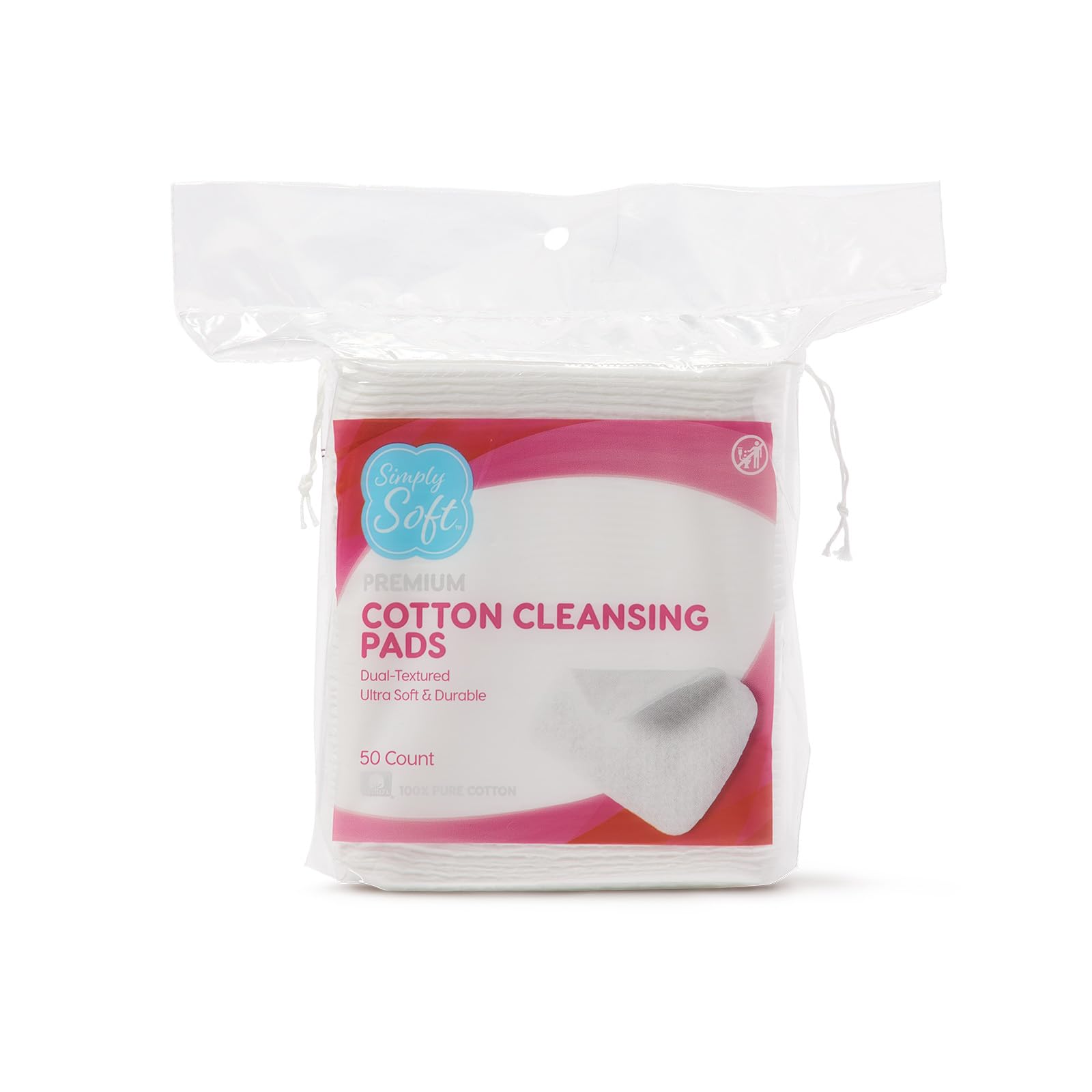 Simply Soft Premium Jumbo Cotton Cleansing Pads, 100% Pure Cotton, Large 3.5” x 4.5” Cotton Pads (200 Count)