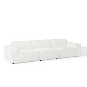 modway restore upholstered fabric sectional, 3 seater sofa, white