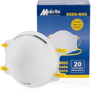 TITAN PROTECT NIOSH Certified MAKRITE 9500-N95 Pre-Formed Cone Particulate Respirator Mask, M/L Size (Pack of 20 Masks)