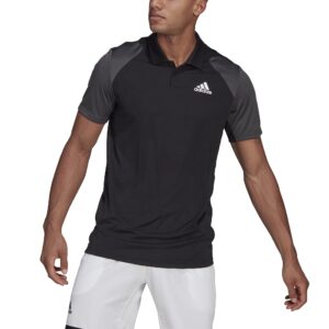 adidas men's club tennis polo shirt, black/grey/white, medium
