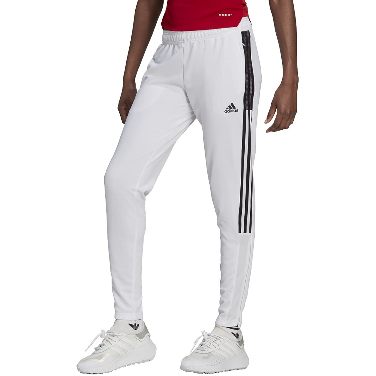 adidas Women's Tiro 21 Track Pants, White/Black, Large