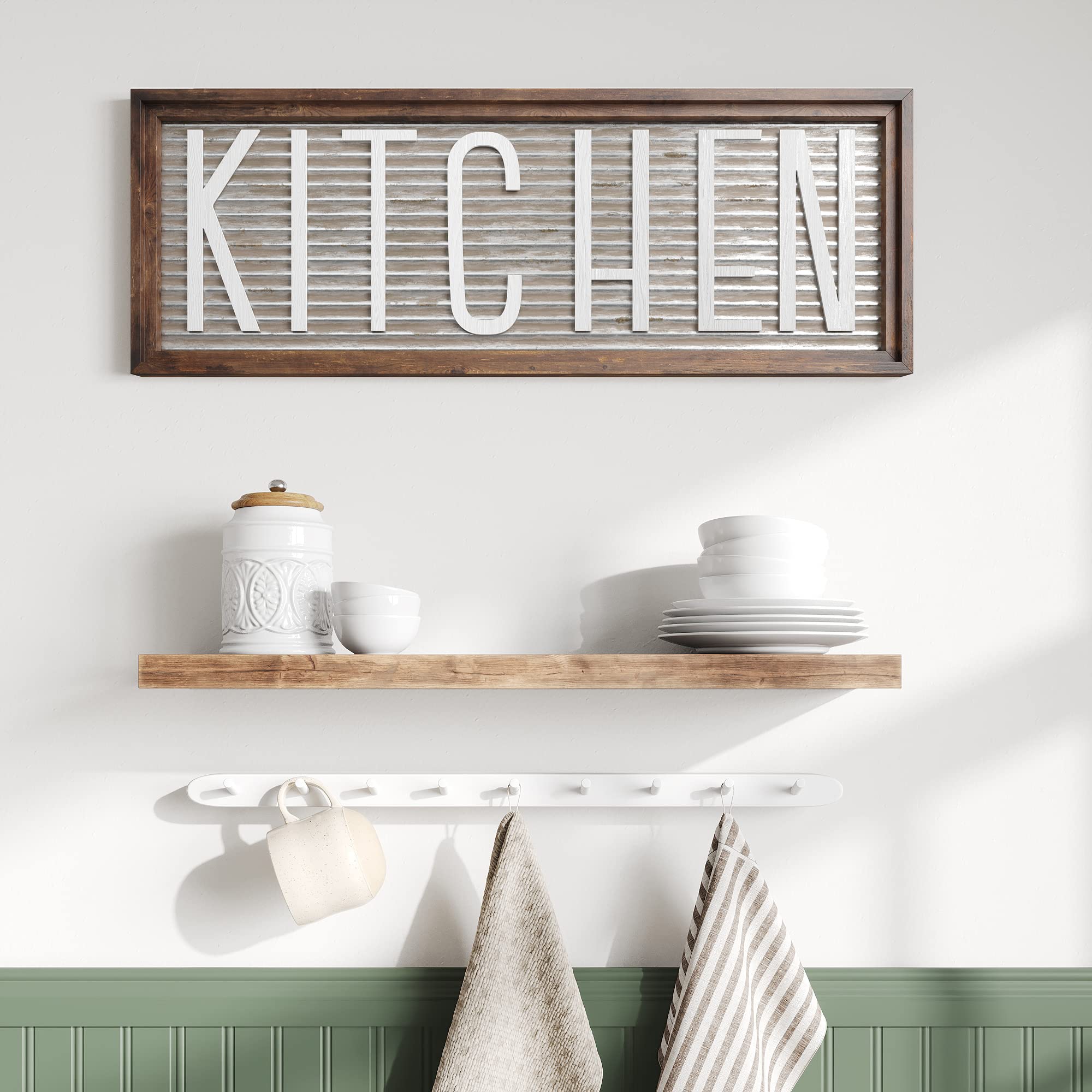 Barnyard Designs Rustic Wooden Kitchen Wall Decor Sign, Country Farmhouse Decoration for Home, Kitchen, Dining Room, 16.5” x 5”