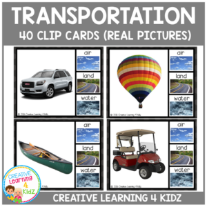 transportation clip cards (real pictures)