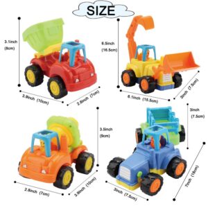 ZMZS Push and Go Cars for Kids, Friction Powered Toy Sand Play Tractor Truck Toy Baby Early Education Sets of 4,Gift for Children Boys Girls for 3+ Year Olds