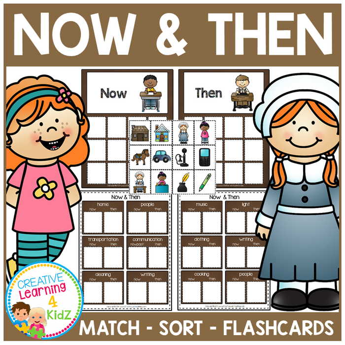 Now & Then / Past & Present Sorting Matching Flashcard Set