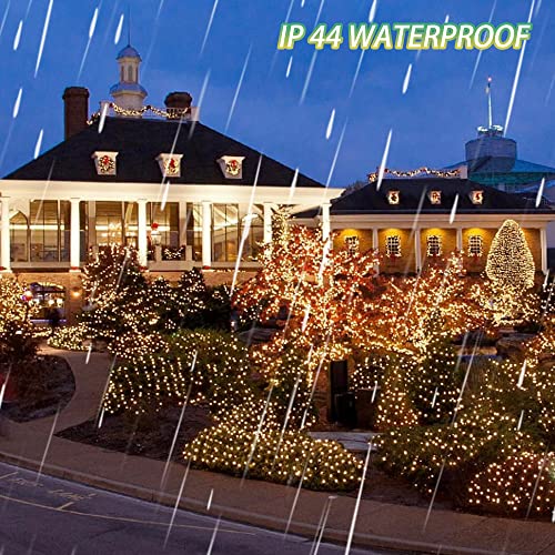 FUNPENY 164FT 500 LED Christmas Indoor Outdoor Decorative String Lights, 8 Modes Waterproof Green Wire LED Fairy Light for Christmas Party Wedding Garden Home Decoration (Warm White)