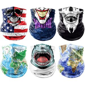 6pcs neck gaiter cycling scarf magic headband for men women, face cover bandana dust sun wind protection headwear balaclava for yoga hiking fishing motorcycling camping sailing