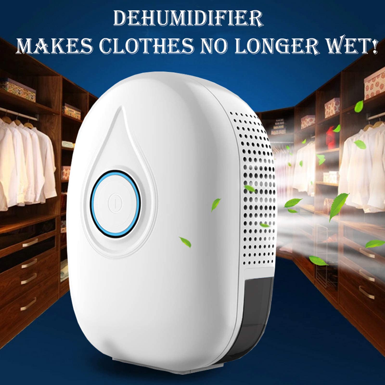 New Electric Quiet Mini Dehumidifier 500ML(16.9 oz) Portable for Home Kitchen Bedroom Bathroom Basement Caravan Closet Office RV Garage with Auto Shut Off(Blue)