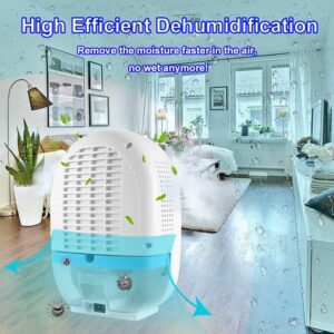 New Electric Quiet Mini Dehumidifier 500ML(16.9 oz) Portable for Home Kitchen Bedroom Bathroom Basement Caravan Closet Office RV Garage with Auto Shut Off(Blue)