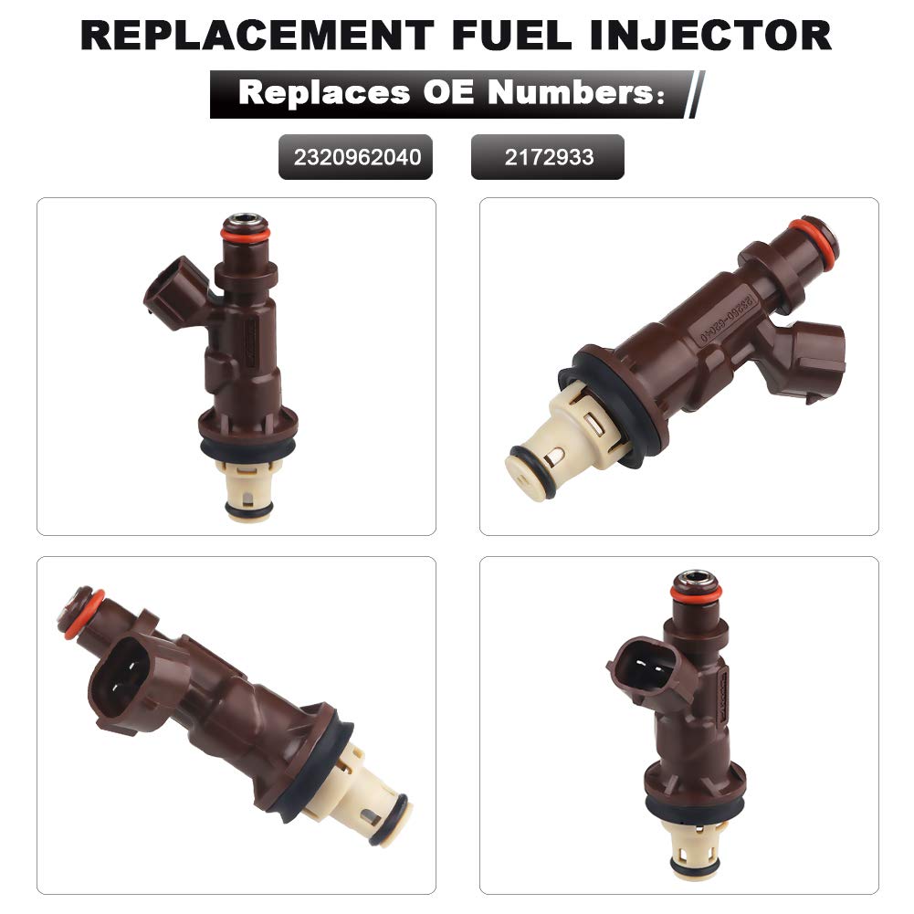 JDMON Compatible with Fuel injectors Toyota 4Runner Tacoma Tundra 3.4L V6 1999-2004 Replace 2320962040 2172933 2 Hole Pack of 6