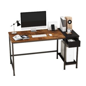 joiscope home office computer desk,study writing desk with metal drawer,easy-assembly table with storage shelves for working (55 inches, 3 vintage oak finish)