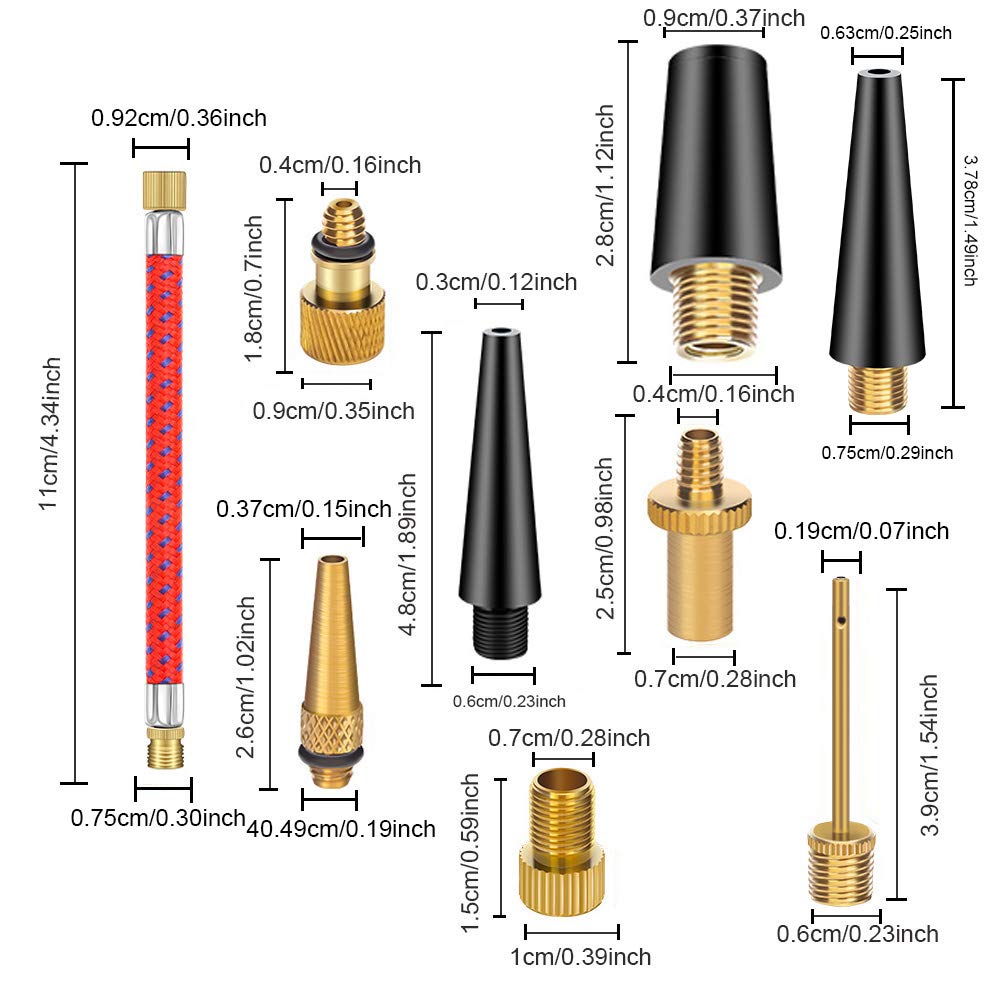 21PCS Brass Presta Schrader Valve Adapter Tools, Ball Pump Needle, Bike Tire Valve Pump Adapters, Pump Tools, Presta Valve Adapter Bike Pump Accessories Fit for Bike Gym Balloon Toy Pump