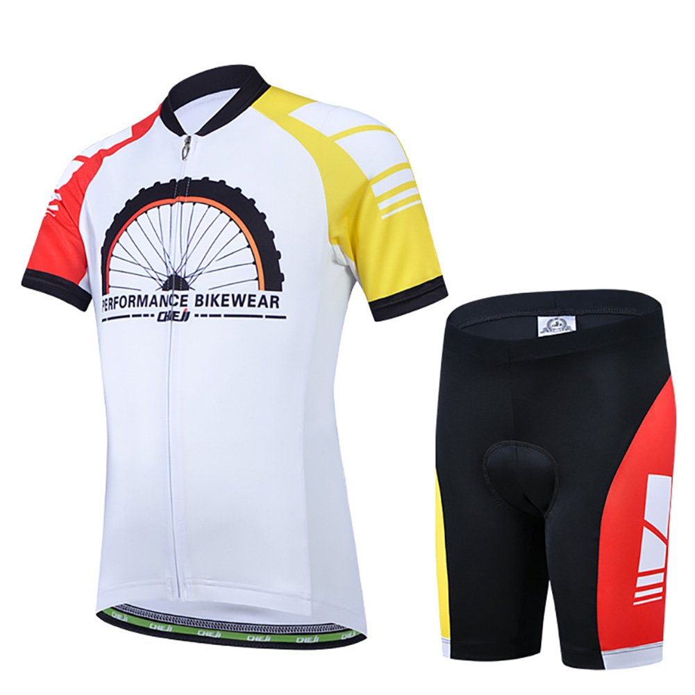 FREE FISHER Cycling Jersey Kids, Big Girls Cycling Jersey Set Short Sleeve with 3D Padded Shorts