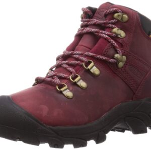 KEEN Women's Pyrenees Mid Height Waterproof Hiking Boots, Tibetan Red/Black, 9.5