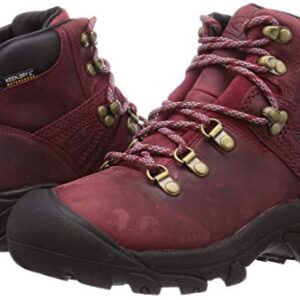 KEEN Women's Pyrenees Mid Height Waterproof Hiking Boots, Tibetan Red/Black, 9.5