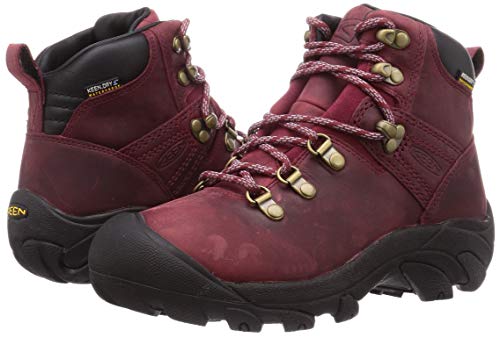 KEEN Women's Pyrenees Mid Height Waterproof Hiking Boots, Tibetan Red/Black, 9.5