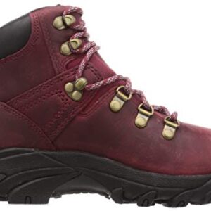 KEEN Women's Pyrenees Mid Height Waterproof Hiking Boots, Tibetan Red/Black, 9.5