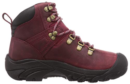 KEEN Women's Pyrenees Mid Height Waterproof Hiking Boots, Tibetan Red/Black, 9.5