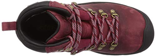 KEEN Women's Pyrenees Mid Height Waterproof Hiking Boots, Tibetan Red/Black, 9.5