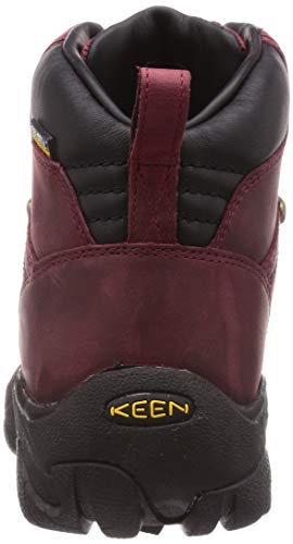 KEEN Women's Pyrenees Mid Height Waterproof Hiking Boots, Tibetan Red/Black, 9.5