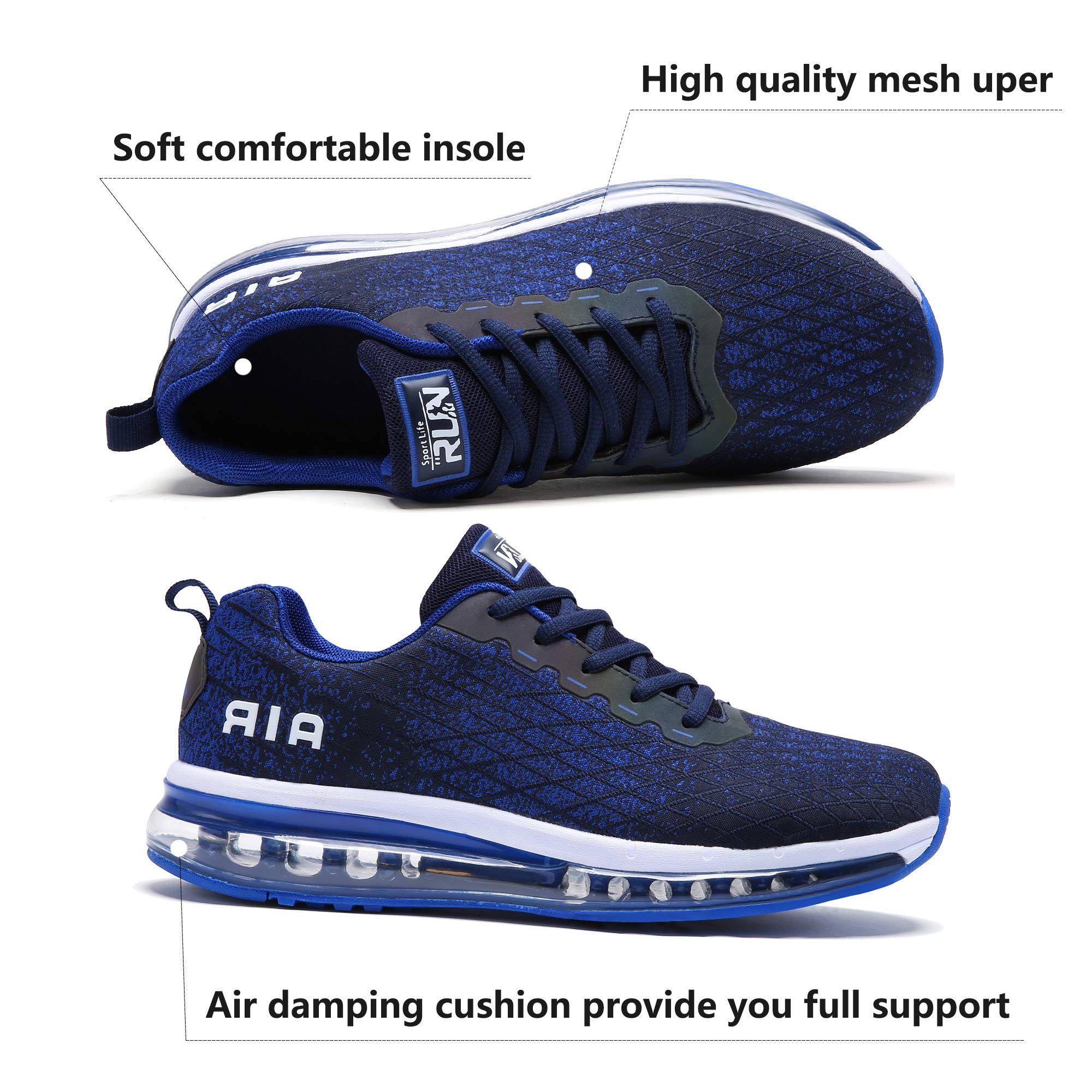 Azooken Mens Tennis Footwear Shoes Walking Casual Breathable Jogging Outdoor Sports Fitness Road Lightweight Trail Running Sneakers(8998 Blue 45)