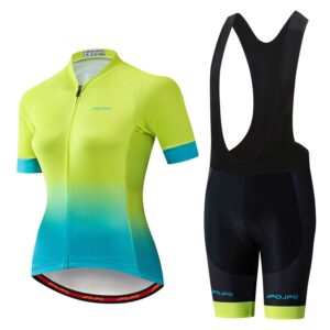 Women Cycling Jersey Set Short Sleeve+5D Padded Bicycle Shorts Quick-Dry Reflective 3-Pockets